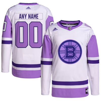 Custom Boston Bruins Hockey Fights Cancer Purple Jersey - All Stitched