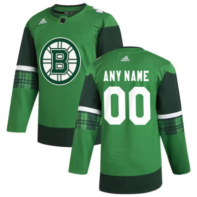 Custom Boston Bruins Hockey 2020 St Patrick's Day Green Jersey - All Stitched