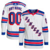Custom New York Rangers White Away Jersey - All Stitched