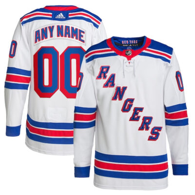 Custom New York Rangers White Away Jersey - All Stitched