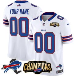 Custom Buffalo Bills Vapor F.U.S.E Limited White Jersey Stitched - 2023 AFC East Champions Gold Patch
