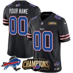 Buffalo Bills 2023 AFC East Champions Gold Patch Vapor F.U.S.E Limited Black Custom Jersey - All Stitched