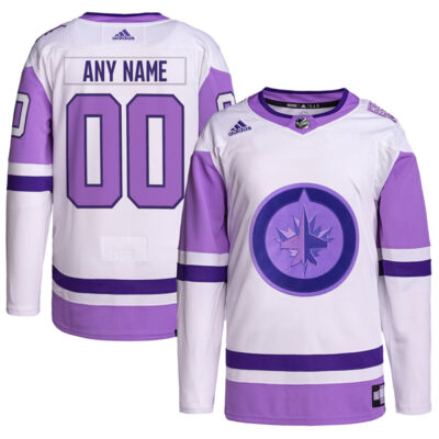 Winnipeg Jets Hockey Hockey Fights Cancer Purple Custom Jersey - All Stitched