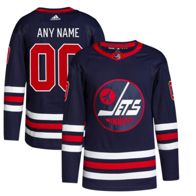 Winnipeg Jets Hockey Navy Alternate Game Custom Jersey - All Stitched