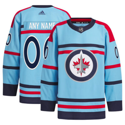 Winnipeg Jets Hockey Anniversary Light Blue Custom Jersey - All Stitched