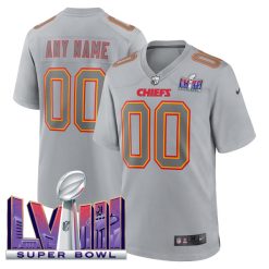 Kansas City Chiefs Gray Super Bowl LVIII Game Custom Jersey - All Stitched