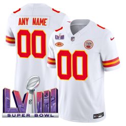 Custom Kansas City Chiefs White Vapor F.U.S.E Limited Jersey Stitched - Super Bowl LVIII Patch