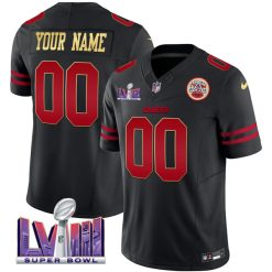 Custom Kansas City Chiefs Black Vapor F.U.S.E Limited Jersey Stitched - Super Bowl LVIII Patch