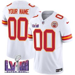 Custom Kansas City Chiefs Away White Vapor F.U.S.E Limited Jersey Stitched - Super Bowl LVIII Patch