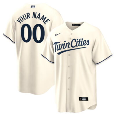 Alternative view of Custom Minnesota Twins Cream Home Alternate Jersey - All Stitched