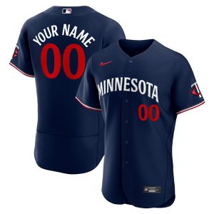 Custom Minnesota Twins Navy Road Alternate Jersey - All Stitched