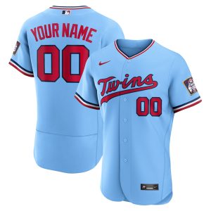 Custom Minnesota Twins Powder Blue Alternate Jersey - All Stitched