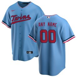 Alternative view of Custom Minnesota Twins Powder Blue Alternate Jersey - All Stitched