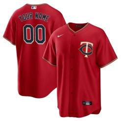 Alternative view of Custom Minnesota Twins Red 60th Anniversary Jersey - All Stitched