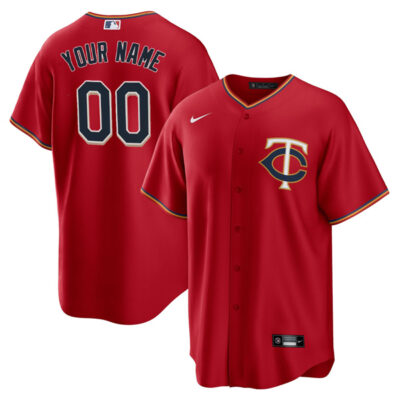 Alternative view of Custom Minnesota Twins Red 60th Anniversary Jersey - All Stitched