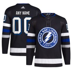 Custom Tampa Bay Lightning Alternate Black Jersey - All Stitched