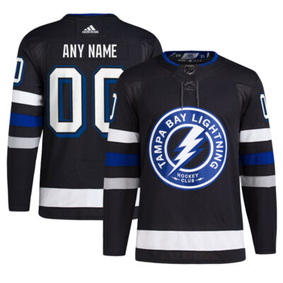 Custom Tampa Bay Lightning Alternate Black Jersey - All Stitched