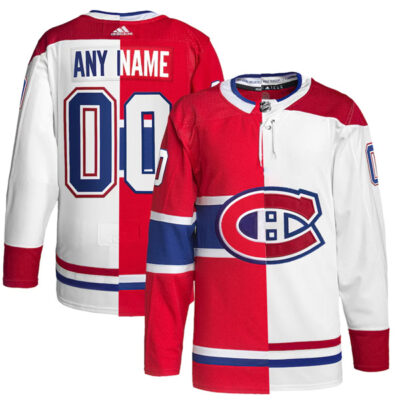 Montreal Canadiens Hockey Red/White Split Custom Jersey - All Stitched