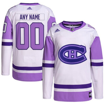 Montreal Canadiens Hockey Fights Cancer Purple Custom Jersey - All Stitched