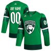 Florida Panthers Hockey St Patrick's Day Green Custom Jersey - All Stitched