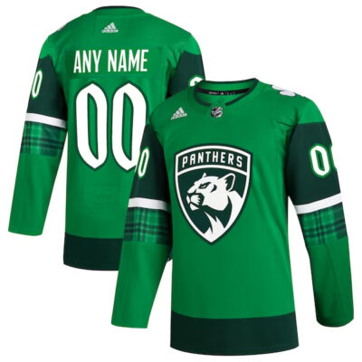 Florida Panthers Hockey St Patrick's Day Green Custom Jersey - All Stitched