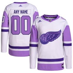 Detroit Red Wings Hockey Fights Cancer Purple Custom Jersey - All Stitched