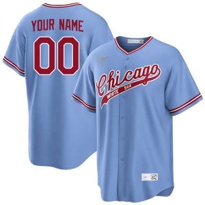 Custom Chicago White Sox Cooperstown Road Powder Blue Jersey - All Stitched