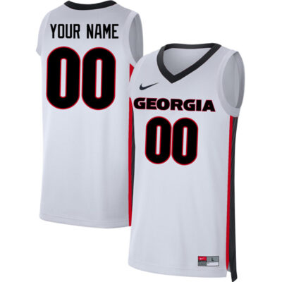 Alternative view of Georgia Bulldogs College Basketball White Custom Jersey - All Stitched