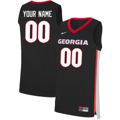Alternative view of Georgia Bulldogs College Basketball Black Custom Jersey - All Stitched