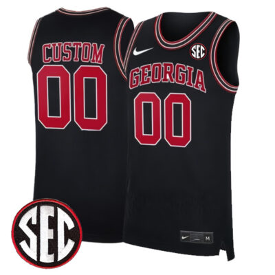 Georgia Bulldogs College Basketball Black Throwback Custom Jersey - All Stitched