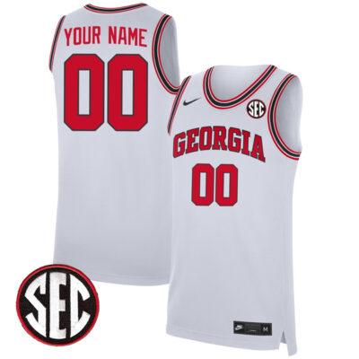 Georgia Bulldogs College Basketball White Throwback Custom Jersey - All Stitched