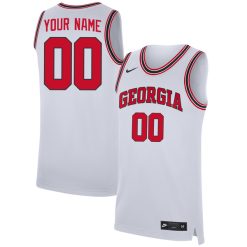 Alternative view of Georgia Bulldogs College Basketball White Throwback Custom Jersey - All Stitched