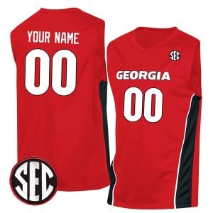 Georgia Bulldogs College Basketball Boy Custom Red Jersey - All Stitched