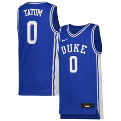 Alternative view of Jayson Tatum Duke Blue Devils Basketball Blue Jersey - All Stitched