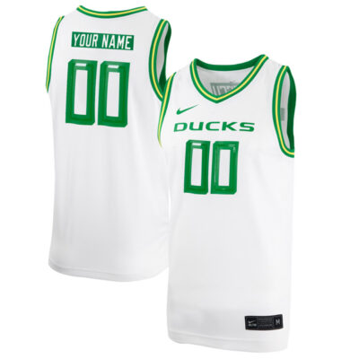 Alternative view of Custom Oregon Ducks College Basketball White Jersey - All Stitched
