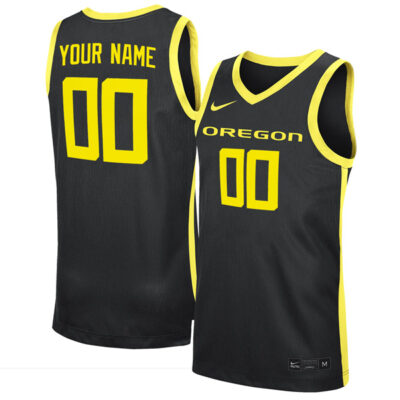 Alternative view of Custom Oregon Ducks College Basketball Black Jersey - All Stitched