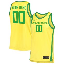Alternative view of Oregon Ducks College Basketball Yellow Custom Jersey - All Stitched