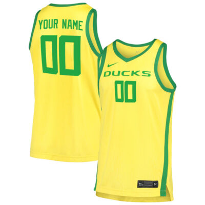 Alternative view of Oregon Ducks College Basketball Yellow Custom Jersey - All Stitched