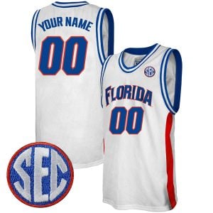 Florida Gators College Basketball Retro Alumni White Custom Jersey - All Stitched