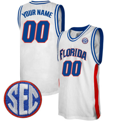 Florida Gators College Basketball Retro Alumni White Custom Jersey - All Stitched