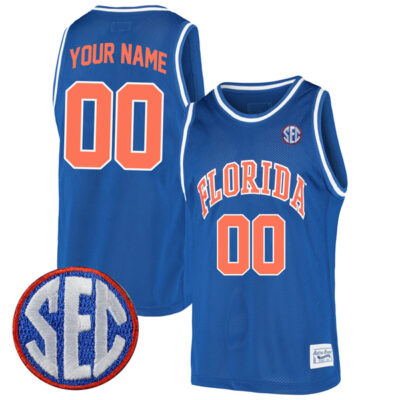 Florida Gators College Basketball Retro Alumni Royal Custom Jersey - All Stitched