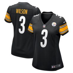 Alternative view of Russell Wilson Pittsburgh Steelers Black Game Jersey - All Stitched