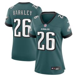 Alternative view of Saquon Barkley Philadelphia Eagles Midnight Green Game Jersey - All Stitched