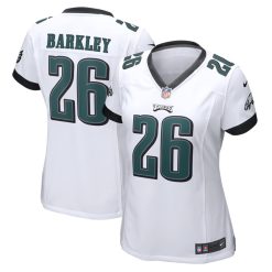 Alternative view of Saquon Barkley Philadelphia Eagles White Game Jersey - All Stitched