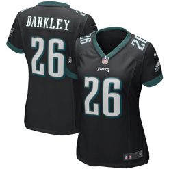 Alternative view of Saquon Barkley Philadelphia Eagles Black Game Jersey - All Stitched