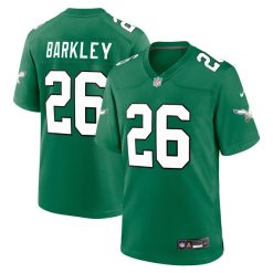 Saquon Barkley Philadelphia Eagles Green Throwback Game Jersey - All Stitched
