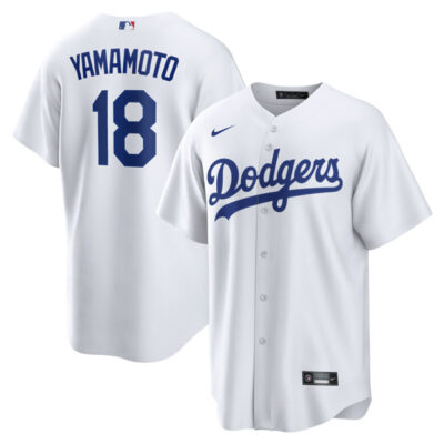 Alternative view of Yoshinobu Yamamoto Los Angeles Dodgers White Home Jersey - All Stitched