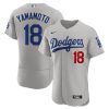 Yoshinobu Yamamoto Los Angeles Dodgers Grey Alternate Jersey - All Stitched