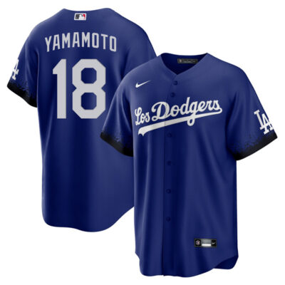 Alternative view of Yoshinobu Yamamoto Los Angeles Dodgers City Connect Jersey - All Stitched