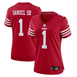 Alternative view of Deebo Samuel Sr. San Francisco 49ers Home Team Color Red Game Jersey - All Stitched